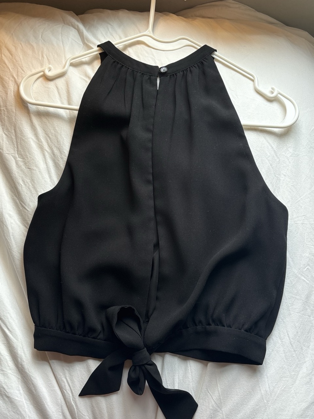 Aritzia Black Halter Tie-Front Blouse